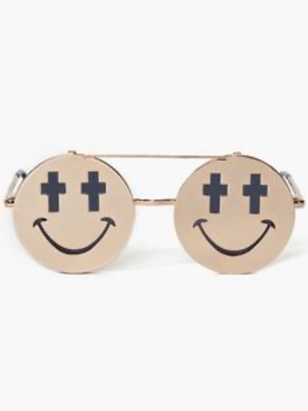 Linda Farrow Smiley Face Novelty Sunglasses - Gold